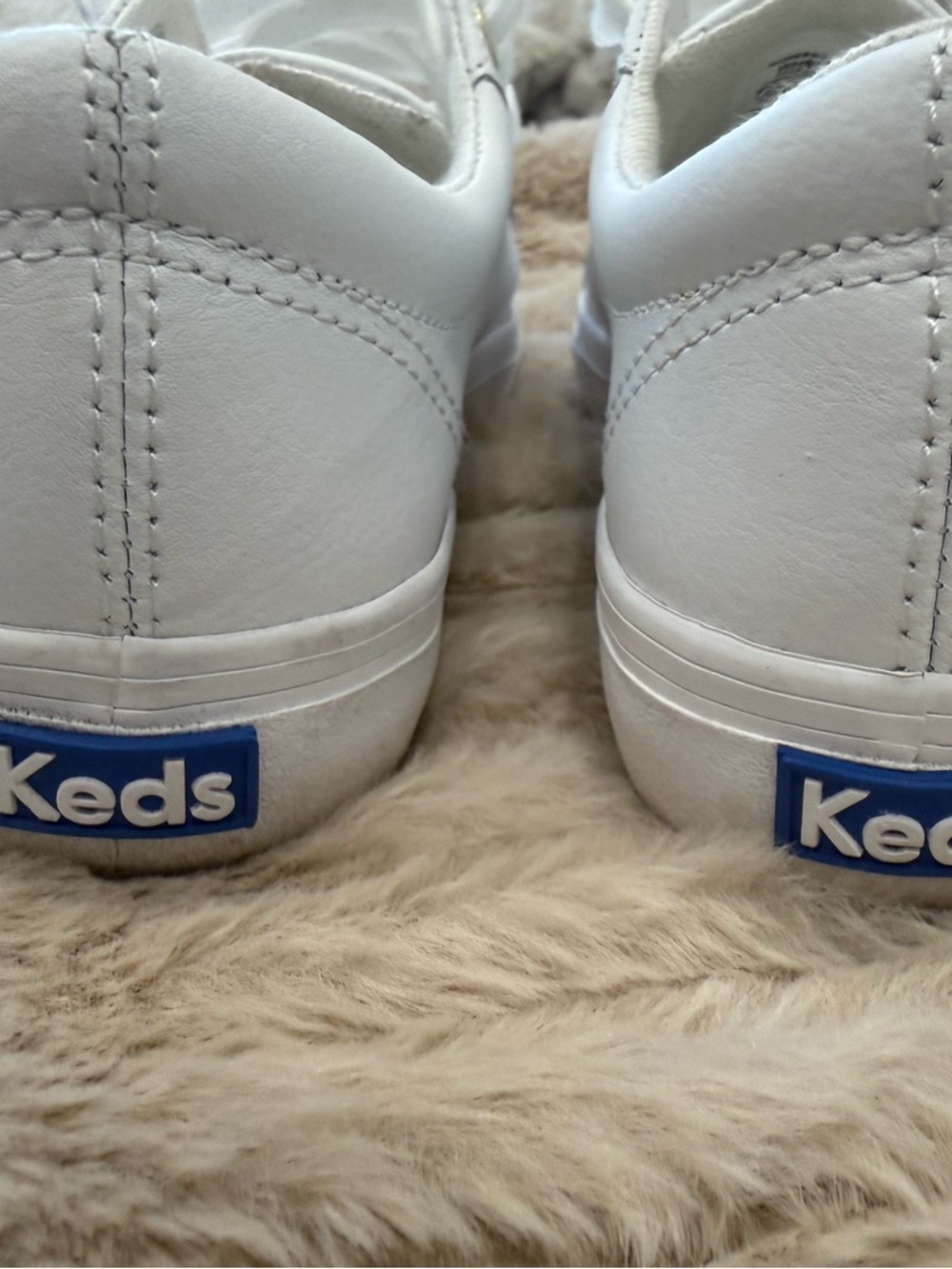Keds White Leather Sneakers with Gold Accents - Picture 5 of 6